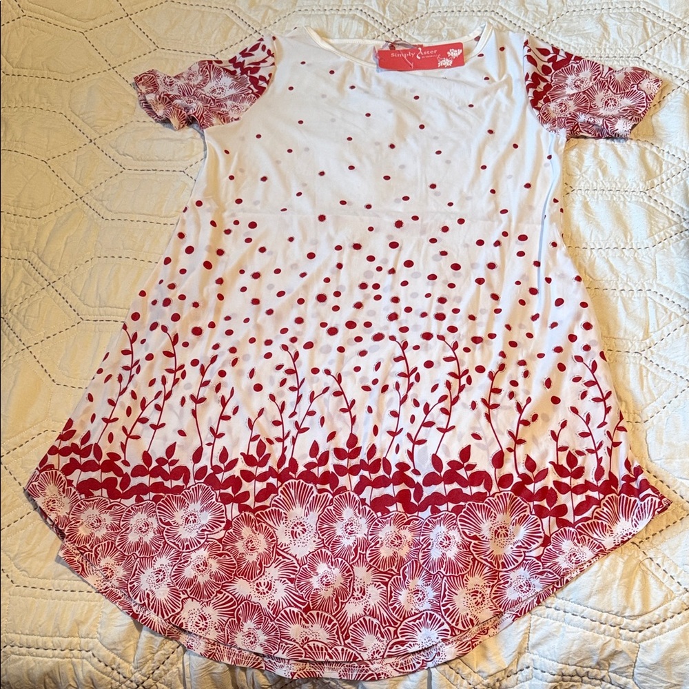 Chic Red and White Floral High Low Dress